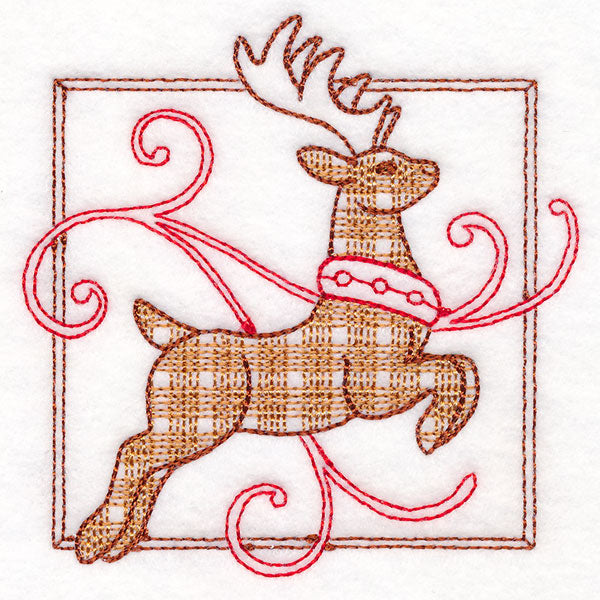 Retro Gingham Christmas Reindeer