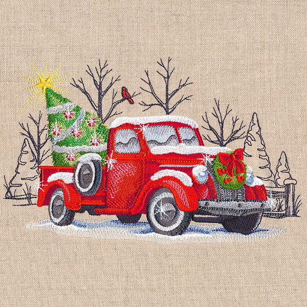 Classic Christmas Retro Truck Scene