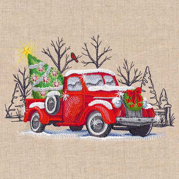 Classic Christmas Retro Truck Scene