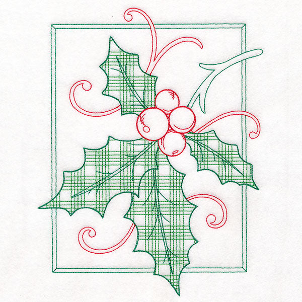 Retro Gingham Christmas Holly