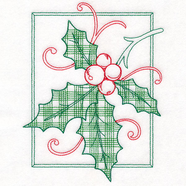 Retro Gingham Christmas Holly