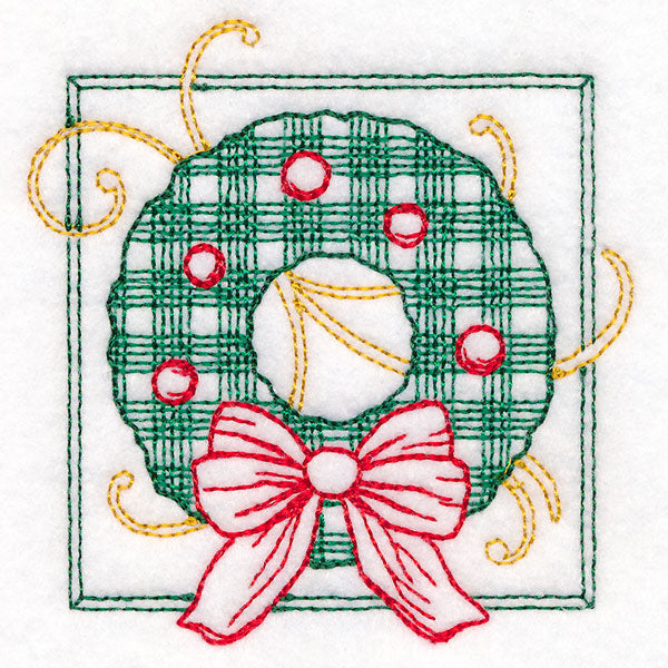 Retro Gingham Christmas Wreath