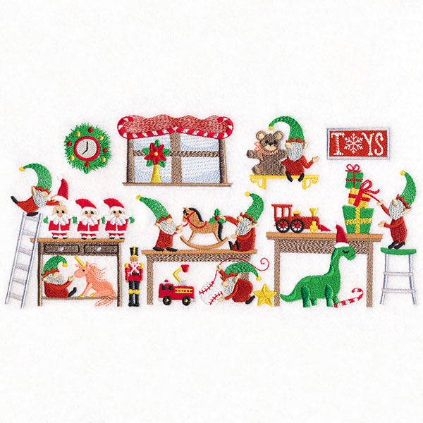 North Pole Workshop Shenanigans Gnome Border