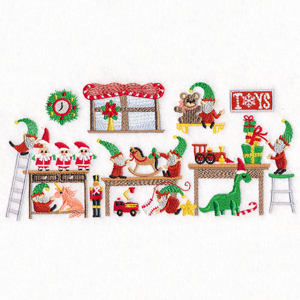 North Pole Workshop Shenanigans Gnome Border