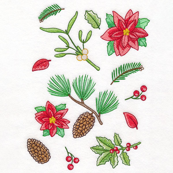 Perfectly Repeatable Christmas Poinsettias & Botanicals