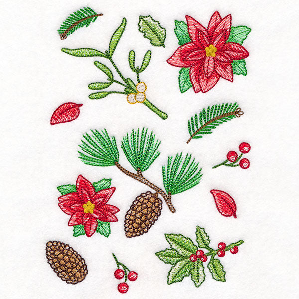 Perfectly Repeatable Christmas Poinsettias & Botanicals