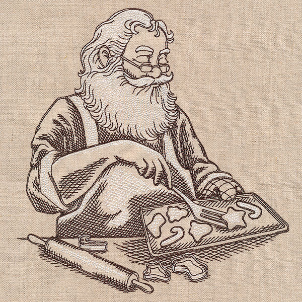 Baking for Christmas Santa Etching