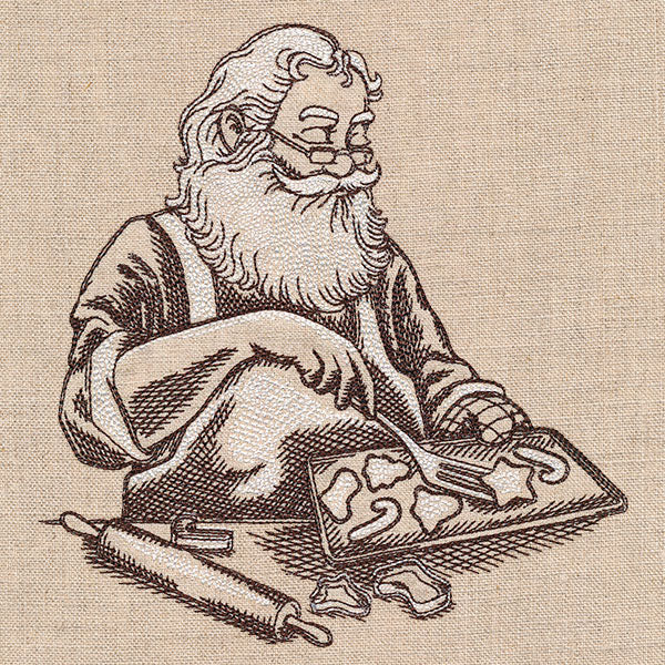 Baking for Christmas Santa Etching