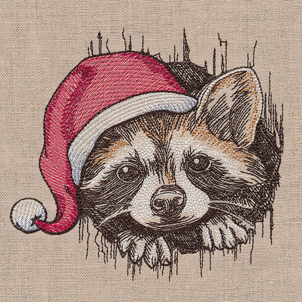 Peeking Christmas Raccoon