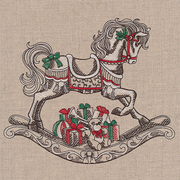 Merry Christmas Rocking Horse Etching