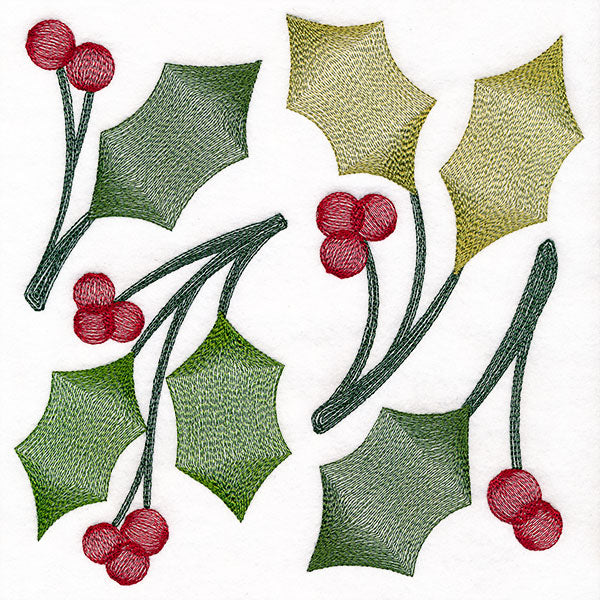 Merry and Sheer Christmas Holly Square