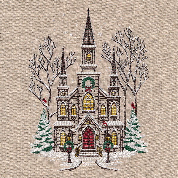 Classic Christmas Church Scene