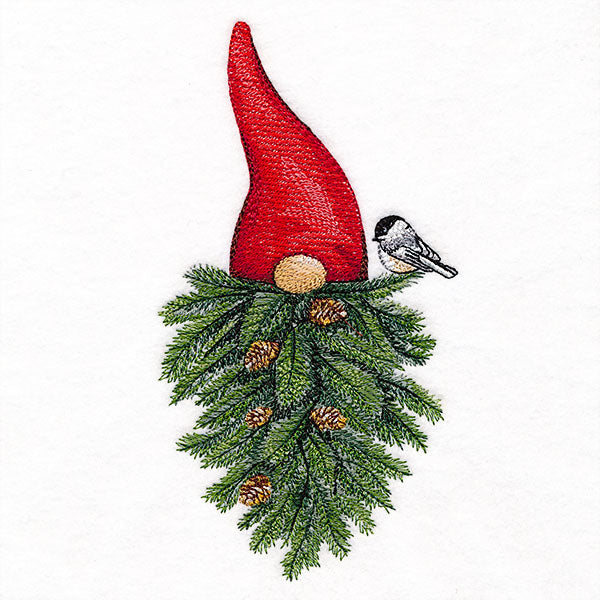 Pine Bough Beard Gnome & Chickadee