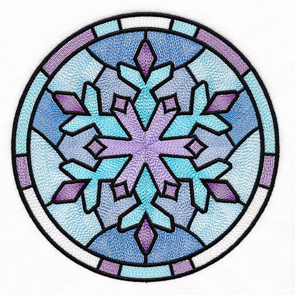 'Tis the Season Stained Glass Circle - Snowflake