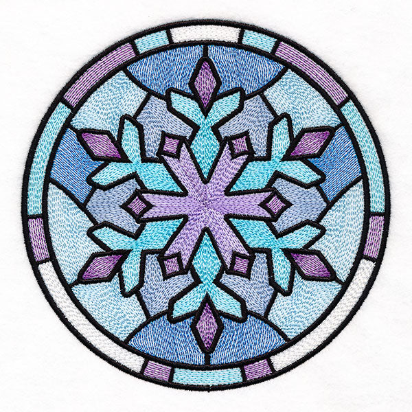 'Tis the Season Stained Glass Circle - Snowflake