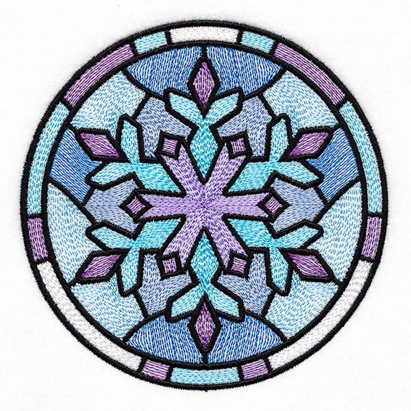 'Tis the Season Stained Glass Circle - Snowflake