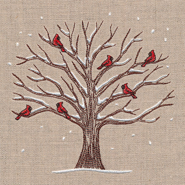 Cardinals and Branches Winter Tree