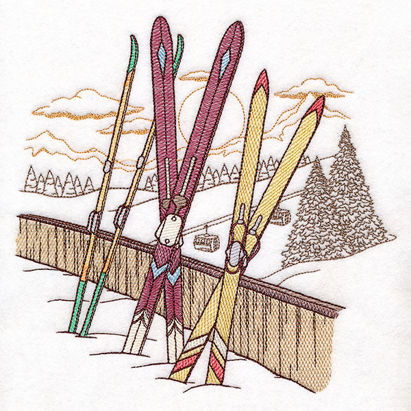 Winter on the Ski Slopes Sunset Scene