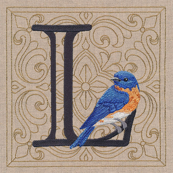 For the Love of Birds Square - Letter L & Bluebird