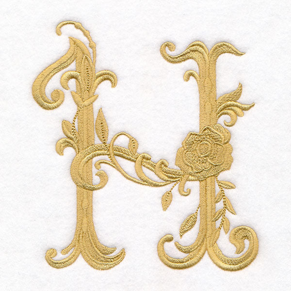Baroque Filigree Letter in Bloom - H