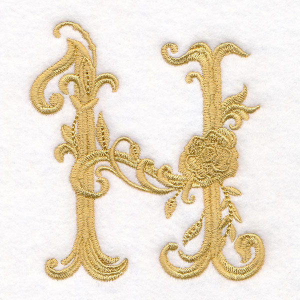 Baroque Filigree Letter in Bloom - H