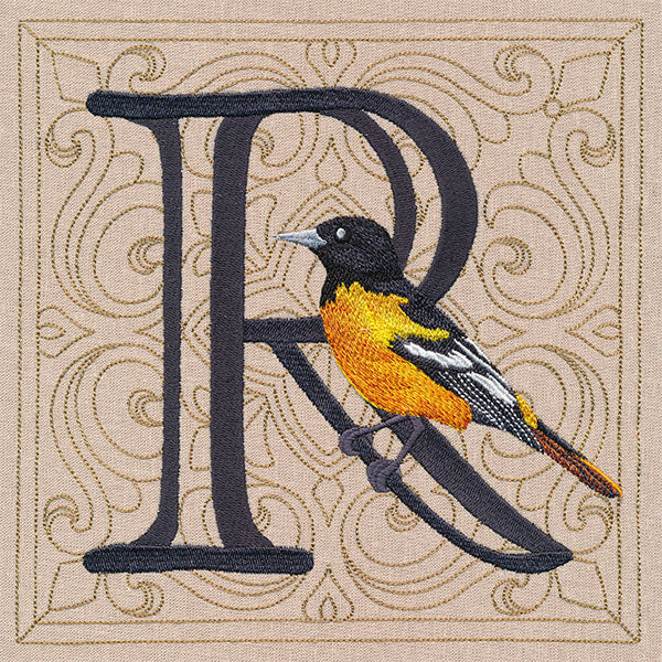 For the Love of Spring Birds Square - Letter R and Oriole