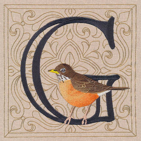 For the Love of Spring Birds Square - Letter G and Robin