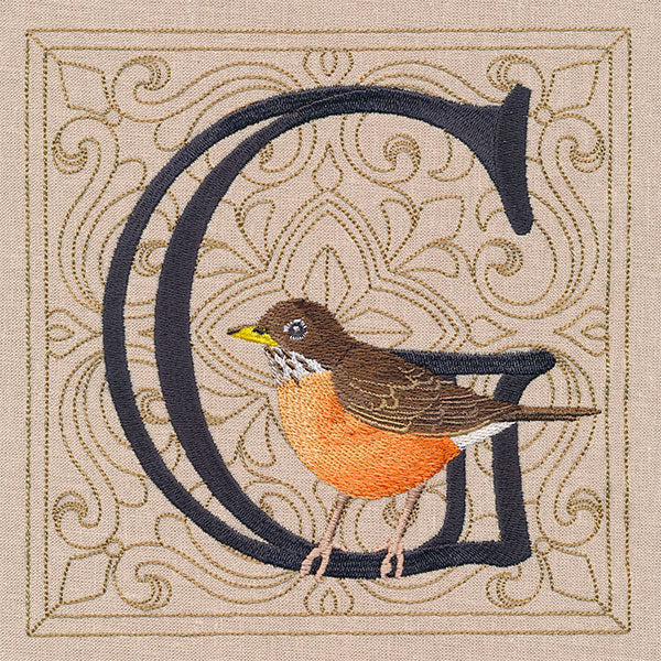 For the Love of Spring Birds Square - Letter G and Robin