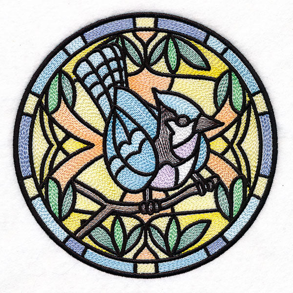 Stained Glass Birds - Blue Jay