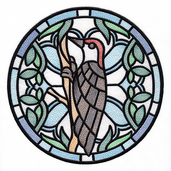 Stained Glass Birds - Red Bellied Woodpecker