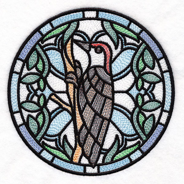 Stained Glass Birds - Red Bellied Woodpecker
