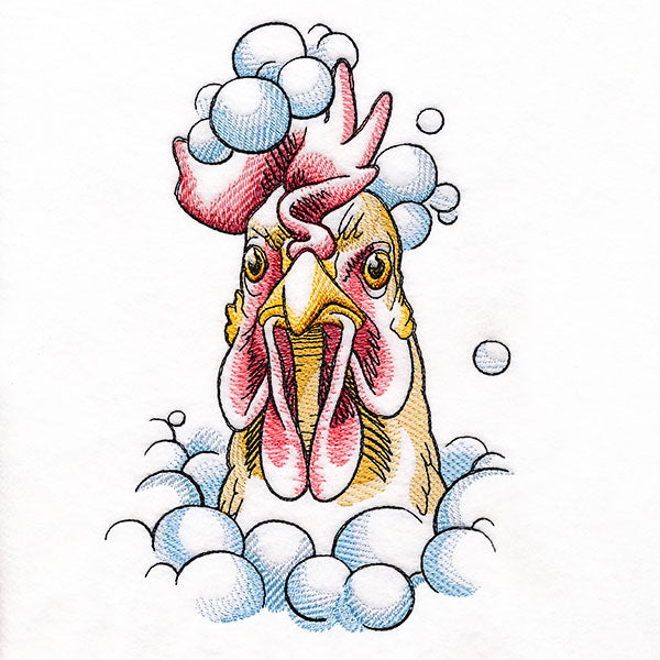 Covered in Bubbles Bathing Chicken