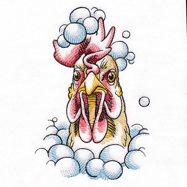 Covered in Bubbles Bathing Chicken