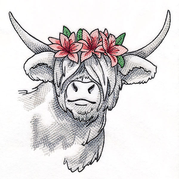 Lilies and Sunshine Highland Cow