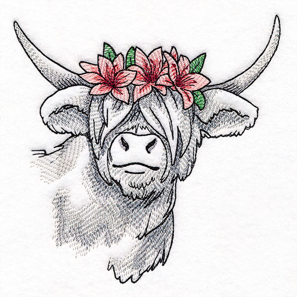 Lilies and Sunshine Highland Cow