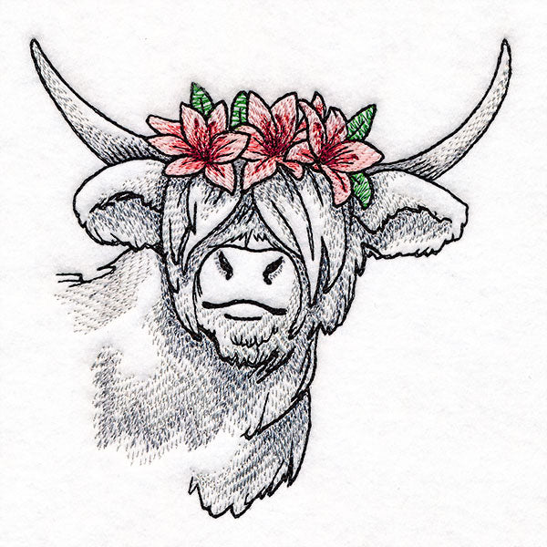 Lilies and Sunshine Highland Cow