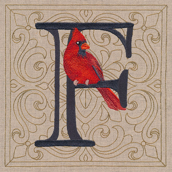 For the Love of Birds Square - Letter F and Male Cardinal
