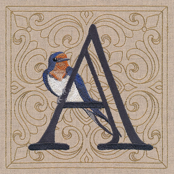 For the Love of Birds Square - Letter A and Eastern Bluebird