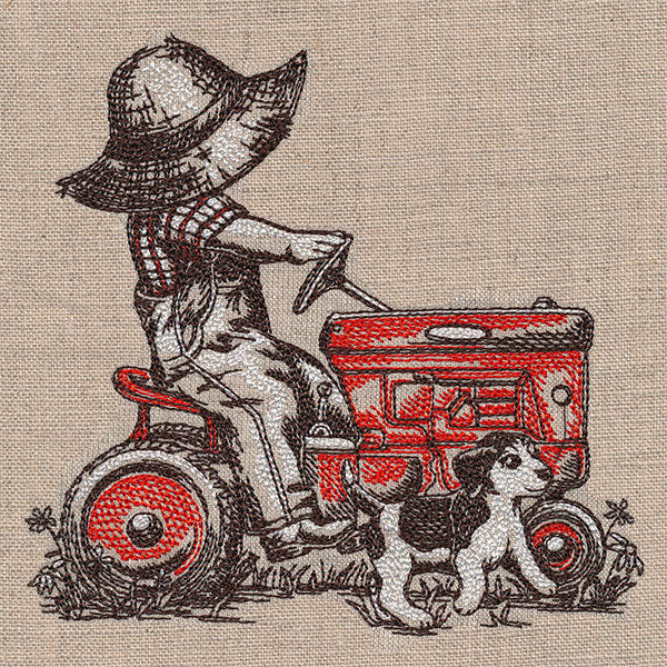 Life on the Tractor Farmer Fred Etching