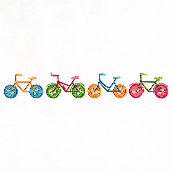 Cruising on Buttons Bicycle Border
