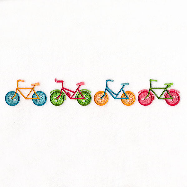 Cruising on Buttons Bicycle Border