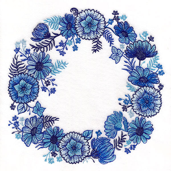 Delft Blue Flowers Kitchen Wreath