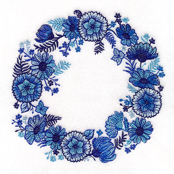 Delft Blue Flowers Kitchen Wreath