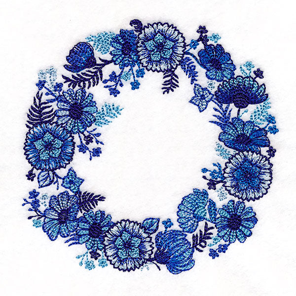 Delft Blue Flowers Kitchen Wreath