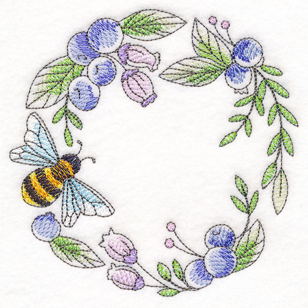 Buzzing Bee and Blueberries Wreath