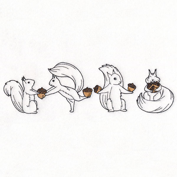 Gather and Share Squirrels Border