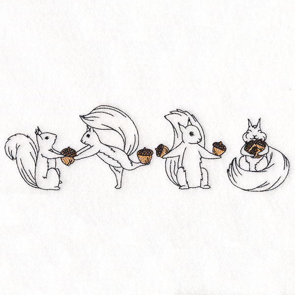 Gather and Share Squirrels Border