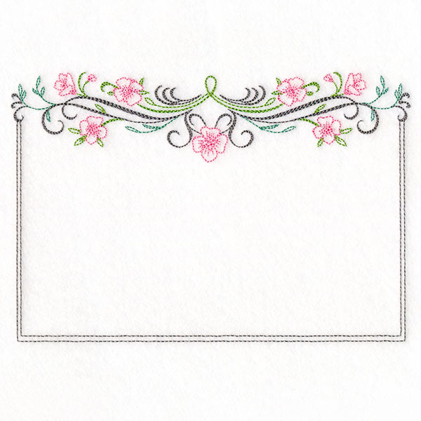 Calligraphy and Flowers Quilt Label