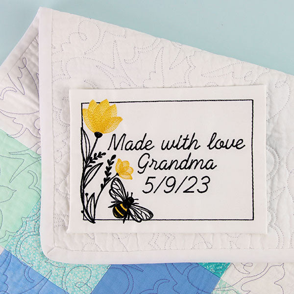 Summer Buzz Bee Quilt Label