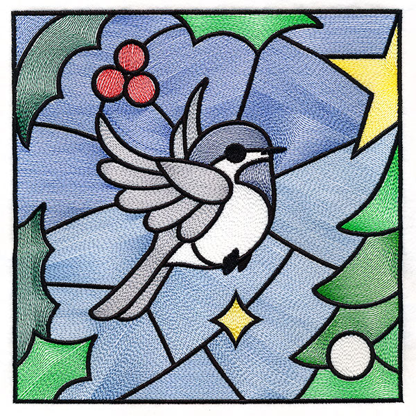 A Birds at Christmas Tree Scene Square 1